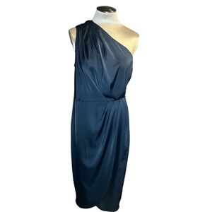 Pretty garden Chic One-Shoulder Dress in Deep Blue L